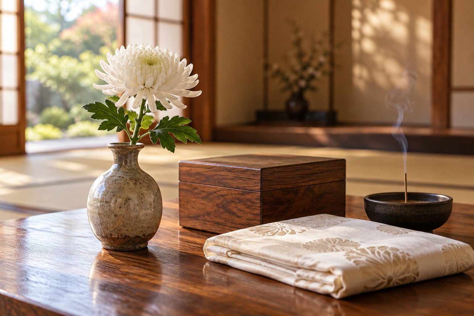 花と大切な品物のイメージ